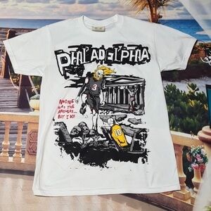 Philadelphia 76Ers Allen Iverson Dope Skull Tee Shirt Size Small Nwt